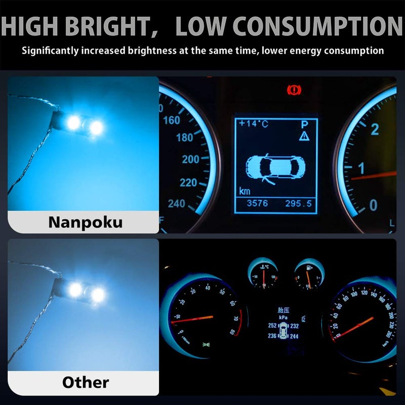 Nanpoku مصابيح LED Nanpoku T5 74 73 37 2721 لمصباح لوحة عدادات السيارة (أزرق جليدي) - Image 5
